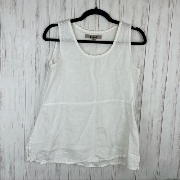 Flax small white 100% linen tank - Picture 1 of 5
